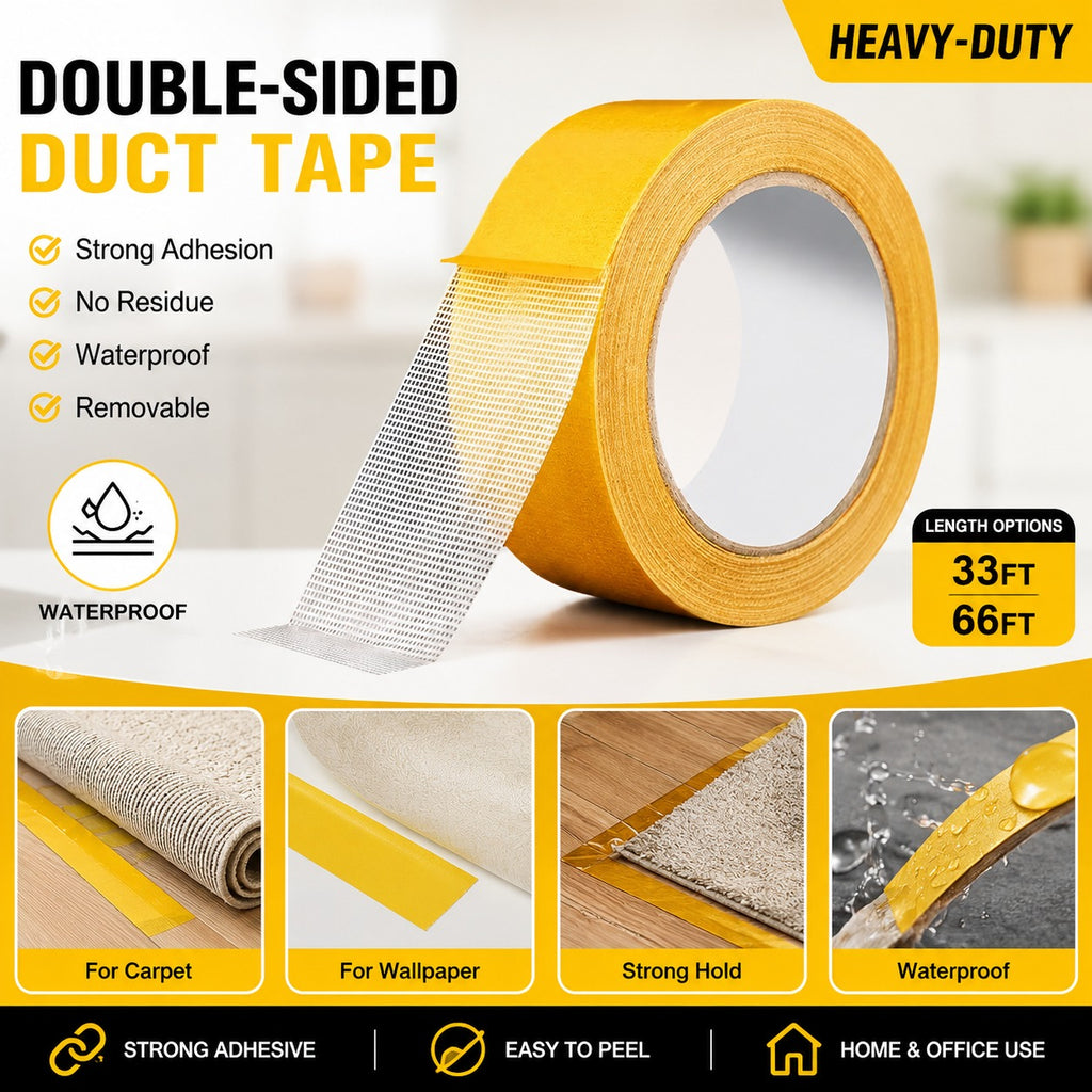 🔥LAST DAY SALE ONLY!!  Double‑Sided Duct Tape — Strong, Waterproof, Residue‑Free