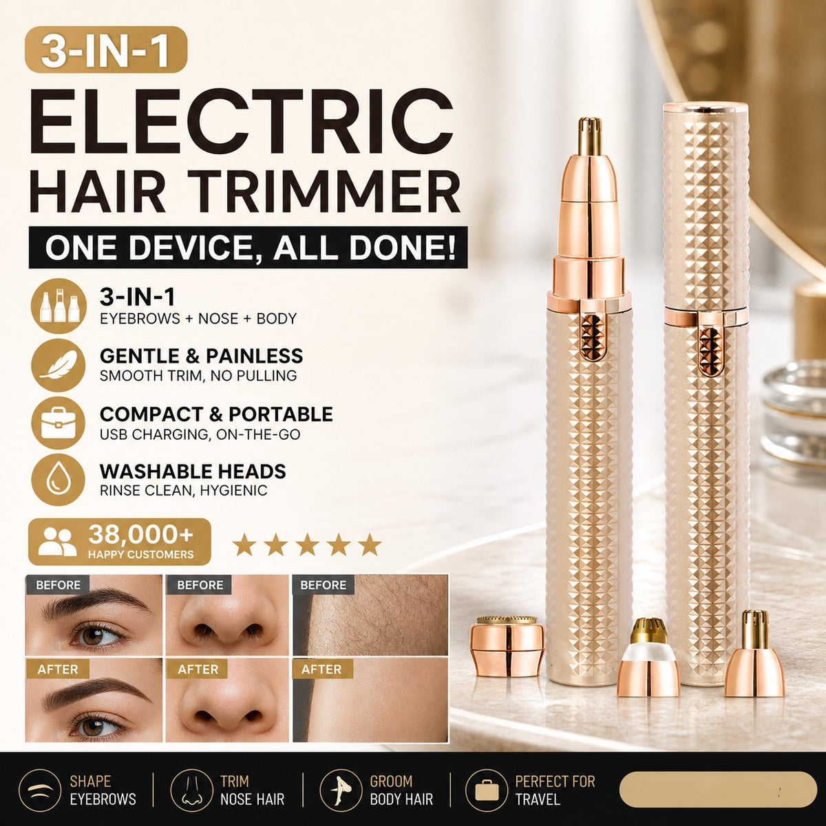 ✂️ 2026 HOT SALE⚡ Over 38,000 SOLD!  🔥 Portable Electric Eyebrow Trimmer – Interchangeable Heads 🪒
