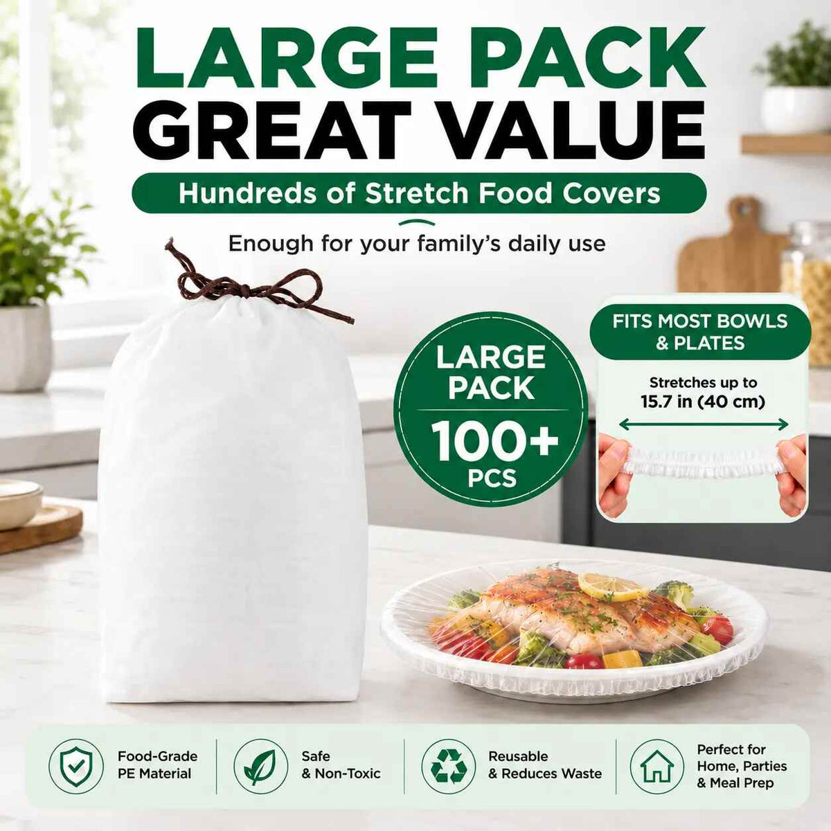 🔥LAST DAY SALE ONLY!! ✨BUY 1 GET 1 FREE!!! 100-Piece Disposable Elastic Food Covers