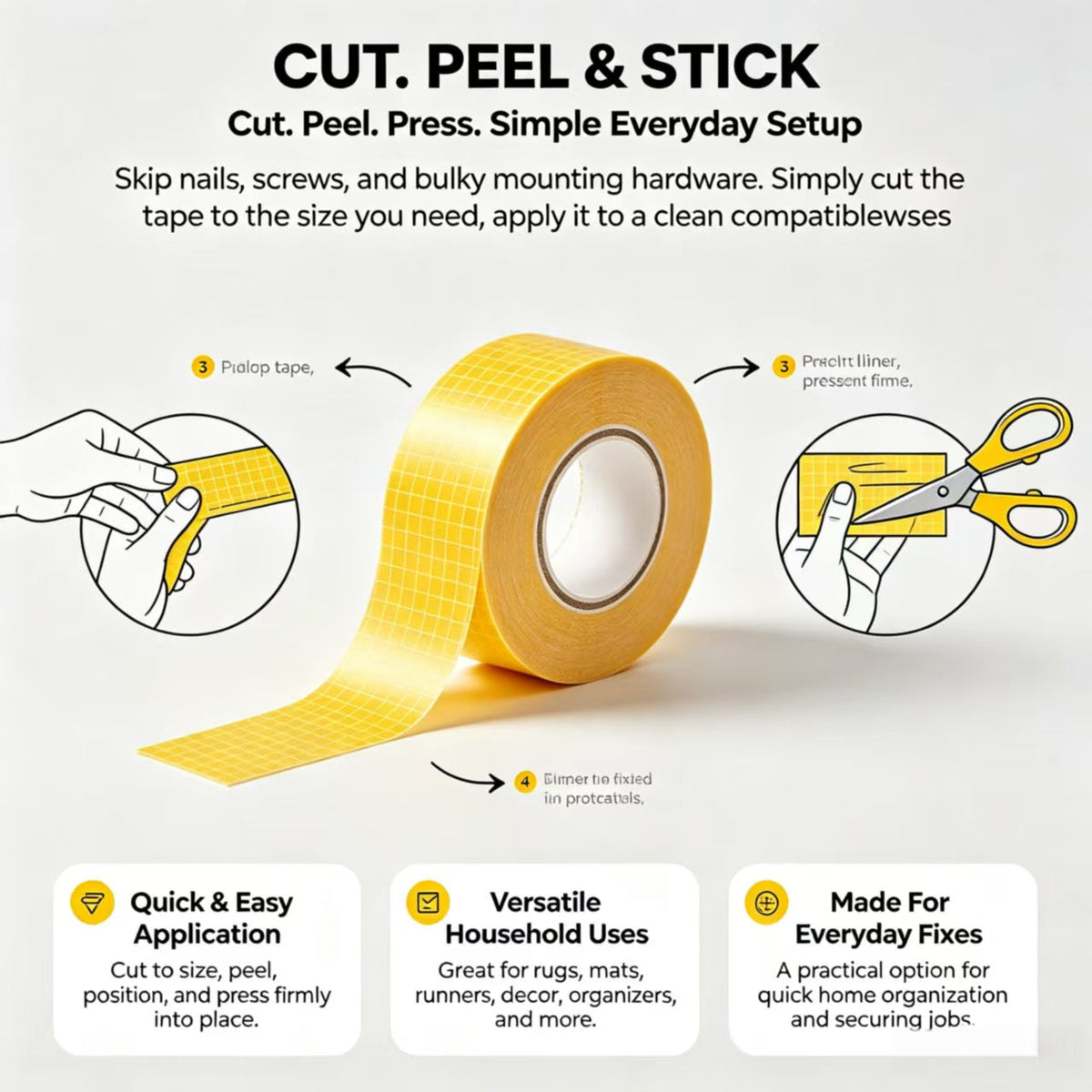 🔥LAST DAY SALE ONLY!!  Double‑Sided Duct Tape — Strong, Waterproof, Residue‑Free