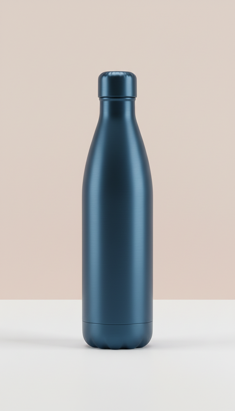 Urban Blue Brushed Metal Water Bottle