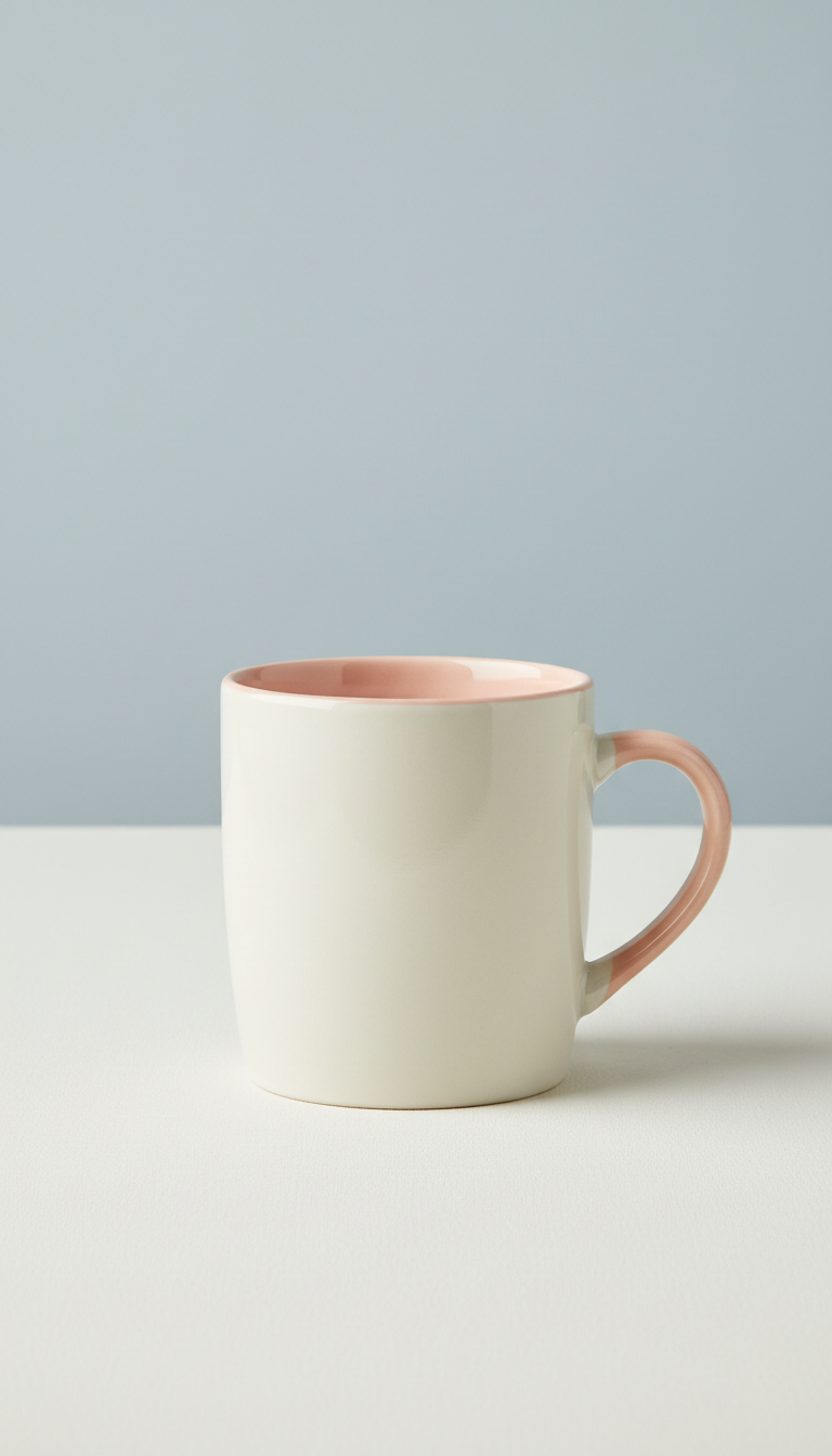 Porcelain Mug with Blush Peach Trim