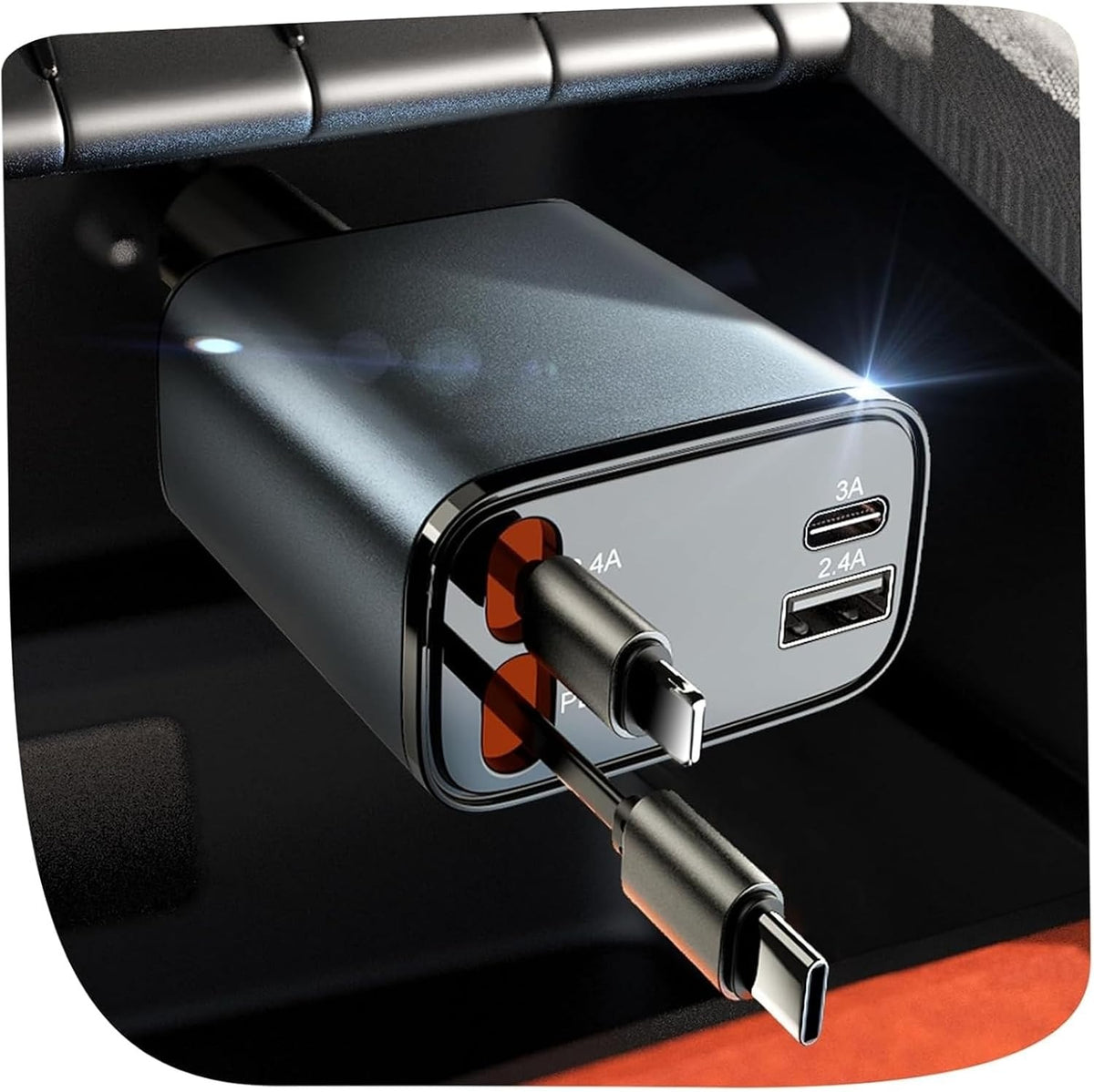🏆2026 HOT SALE⚡ 30K+ SOLD! 🏆 Retractable Car Charger, 120W Car Charger USB C Fast Charge, 4 in 1