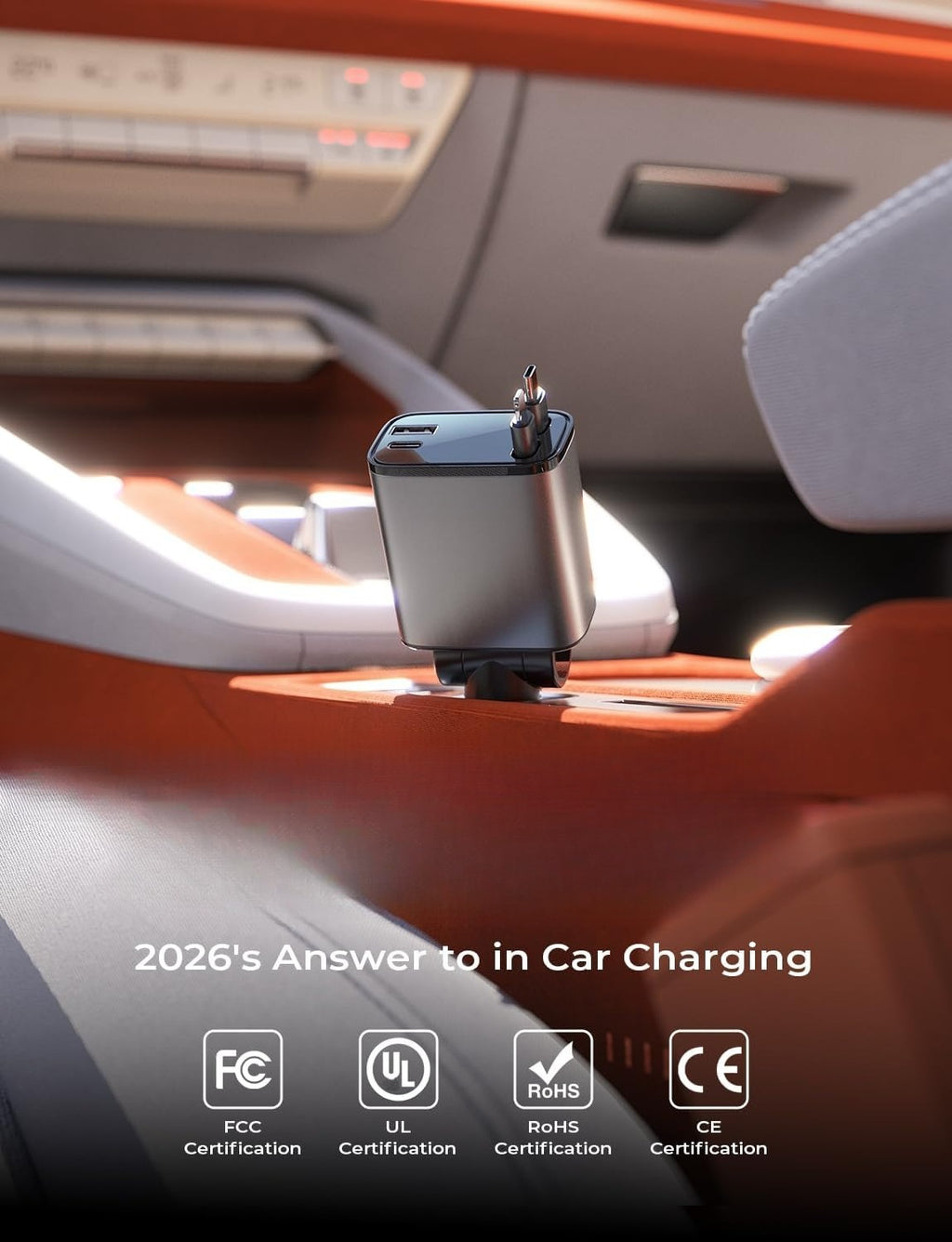 🏆2026 HOT SALE⚡ 30K+ SOLD! 🏆 Retractable Car Charger, 120W Car Charger USB C Fast Charge, 4 in 1